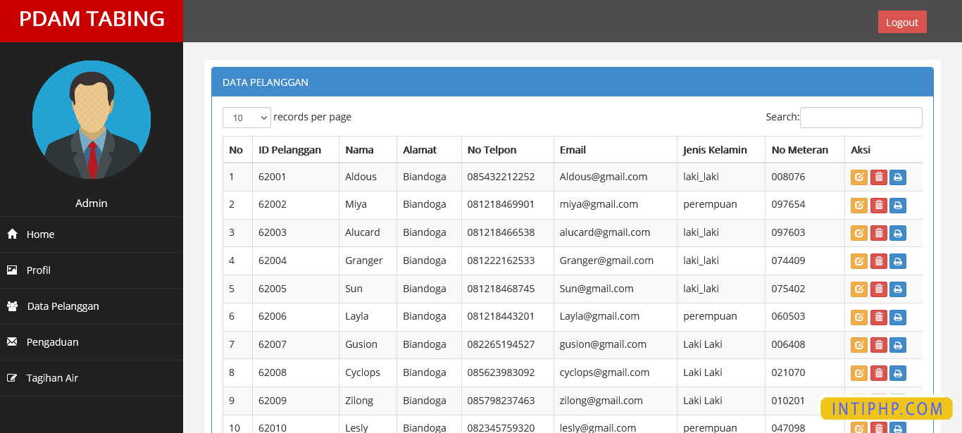 Project Php PDAM Dibuat Dengan Coding Php Sederhana Cocok Untuk Pemula ...