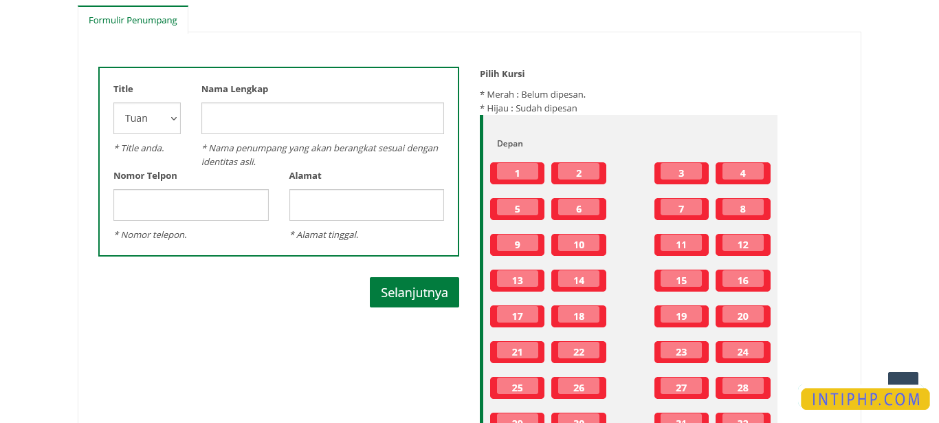 Web Aplikasi E-booking Tiket Bus With Php Mysqli - INTI PHP