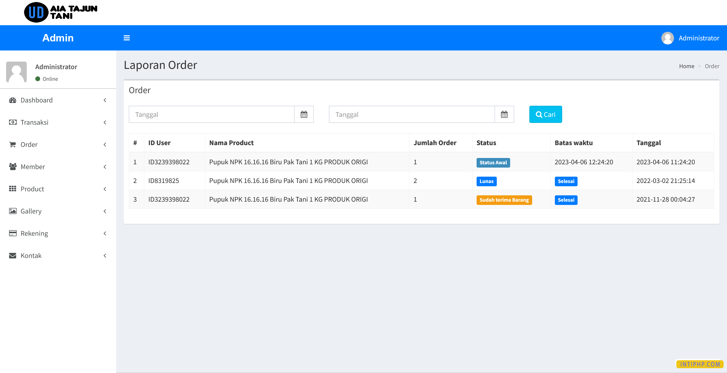Source Code Marketplace Penjualan Pupuk Php Mysql - INTI PHP