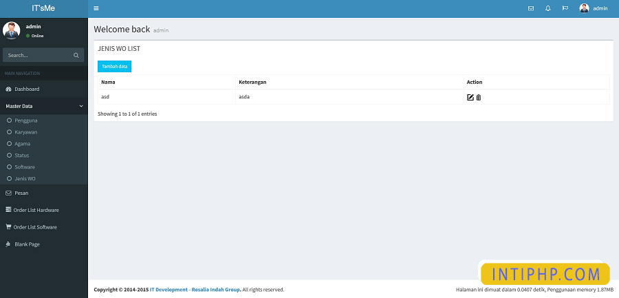 Source Code Gratis Manajemen IT Support Dengan Codeigniter - INTI PHP