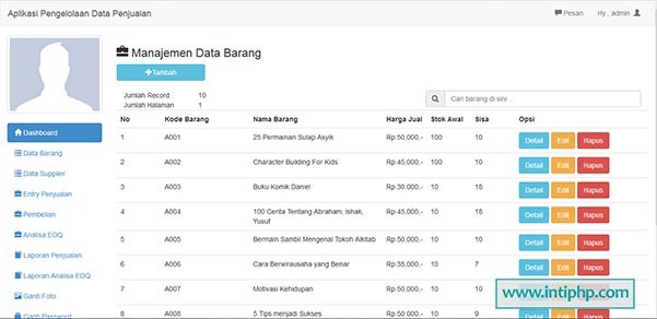  Aplikasi  Manajemen Penjualan Toko Berbasis Web  INTI PHP