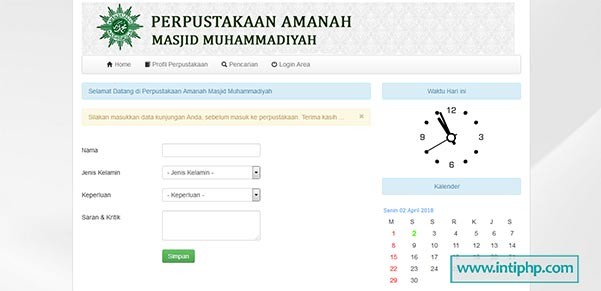 Project Aplikasi Perpustakaan Masjid Gratis