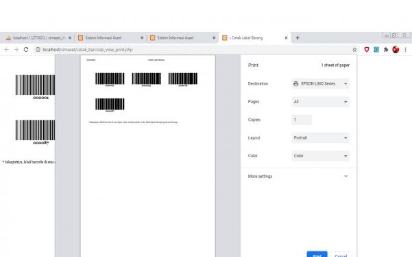 Sistem Informasi Manajemen Aset (SIM ASET) Support Barcode Reader